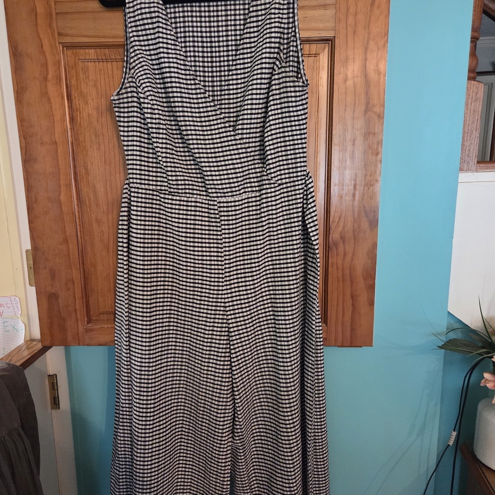 Mango Black and White Checkered Jumpsuit
